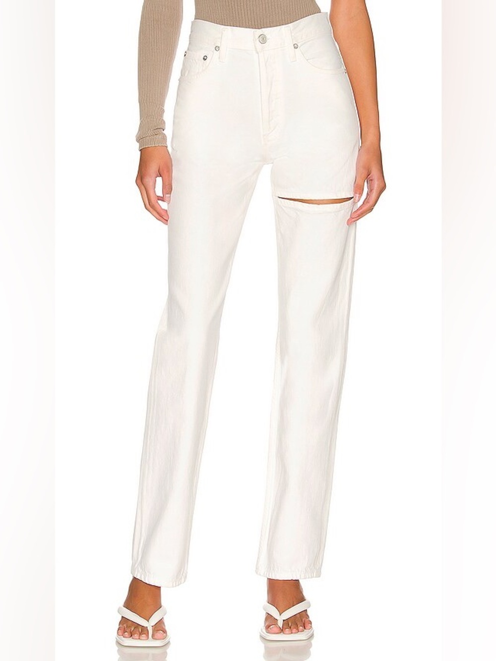 Agolde Lana Slice Straight Jean In Element White Size 31